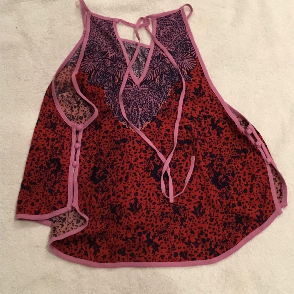 Free People red/pink leopard print tank top - Picture 2 of 4